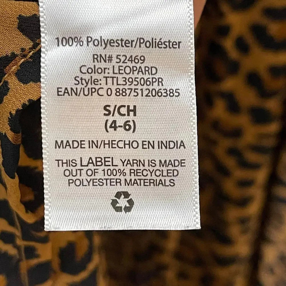 Time & Tru  Leopard Print Long‎ Sleeve Dress Small - Picture 5 of 5